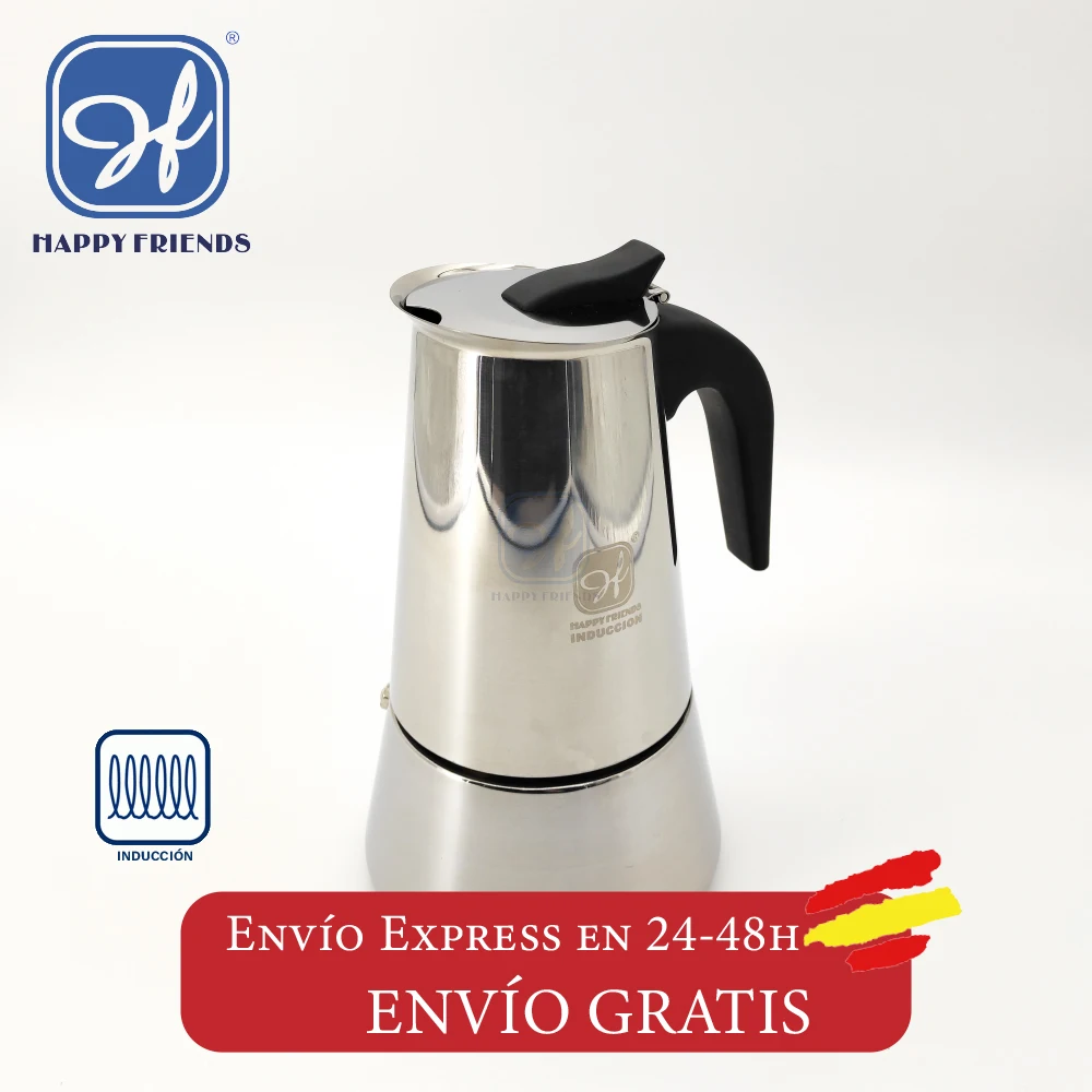 Cafetera Italiana Espresso para Inducción de Acero Inoxidable 2 a 10 Tazas Happyfriends - Top 100 hogar y jardín