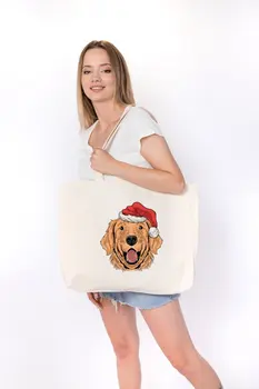 

Angemiel Bag Large Christmas Dog Tote Shopping Beach Bag
