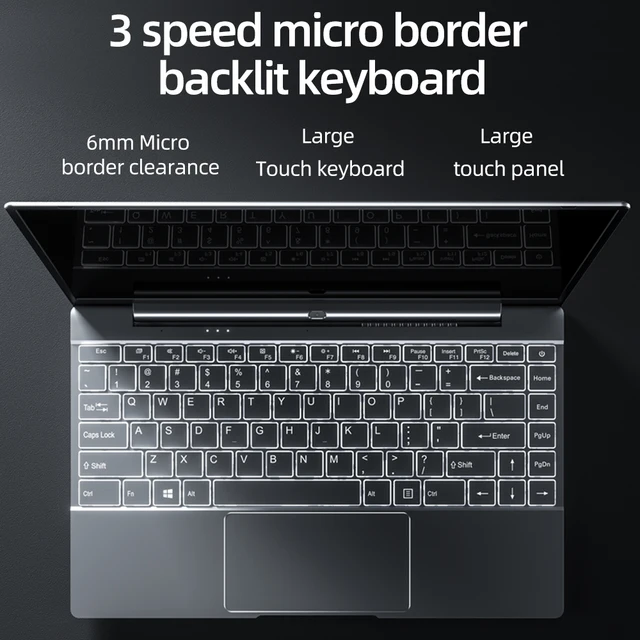 DERE V14S Laptop Intel Celeron N5095 Ultrabook Metal Body 2.4G/5.0G Wifi Windows10 Backlit Keyboard Notebook 12GB DDR4+512GB SSD 4