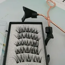 Pestañas postizas magnéticas 3D, 5 imanes, 4 pares, hechas a mano, naturales, de visón Artificial, con pinzas