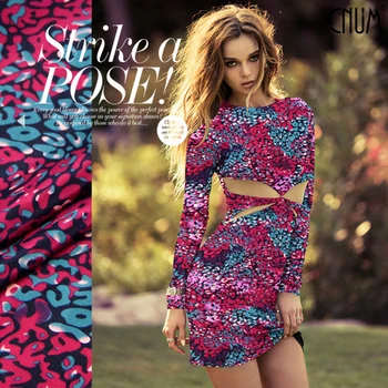 

CNUM SCD026 100% Silk Crepe De Chine/Leopard Print/Silk Fabric /Width 1.25yd Thickness 14mm