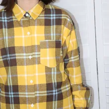 Plaid Shirt Tops Long-Sleeve Office Women Coat Loose Ladies Karsany And