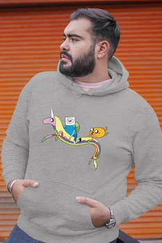 

Angemiel Wear Unicorna Overlapping Finn And Jack Gray Men 'S Hooded Sweatshirt