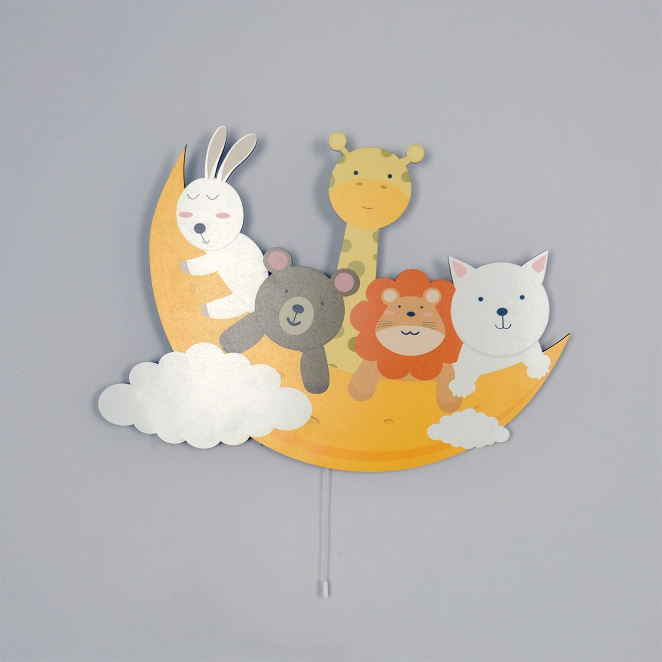 Sitting Moon Cute Animals Wooden Design Lighting Decorative Modern Bedroom Wall Lamps Led Light Night Light Model 006