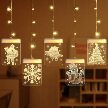 

3D Romatic Curtain Night Lamp USB Charging Hanging Room Window Decoration String Light Christmas Ornaments