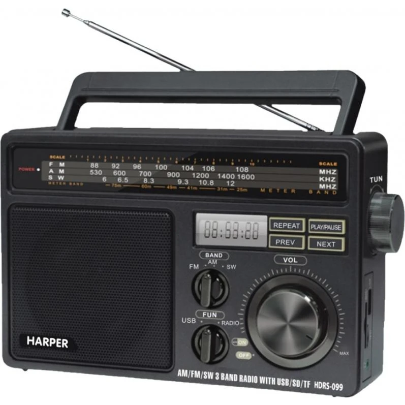 Радиоприемник HARPER HDRS 099 (1 3 Вт/6 Ом FM/AM/SW LCD дисплей автосканирование индикатор
