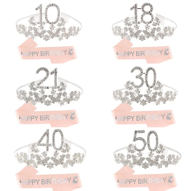 Corona Compleanno Bambina 5 Anni - Fascia Elastica Con Scritta, Multicolore - Foto 8