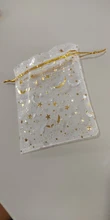 Bolsa de gasa de 50 Uds., bolsas negras de estrellas y luna de 9*12cm, paquete de organza de diseño especial, regalo de boda bronceado, paquete de joyería de dulces