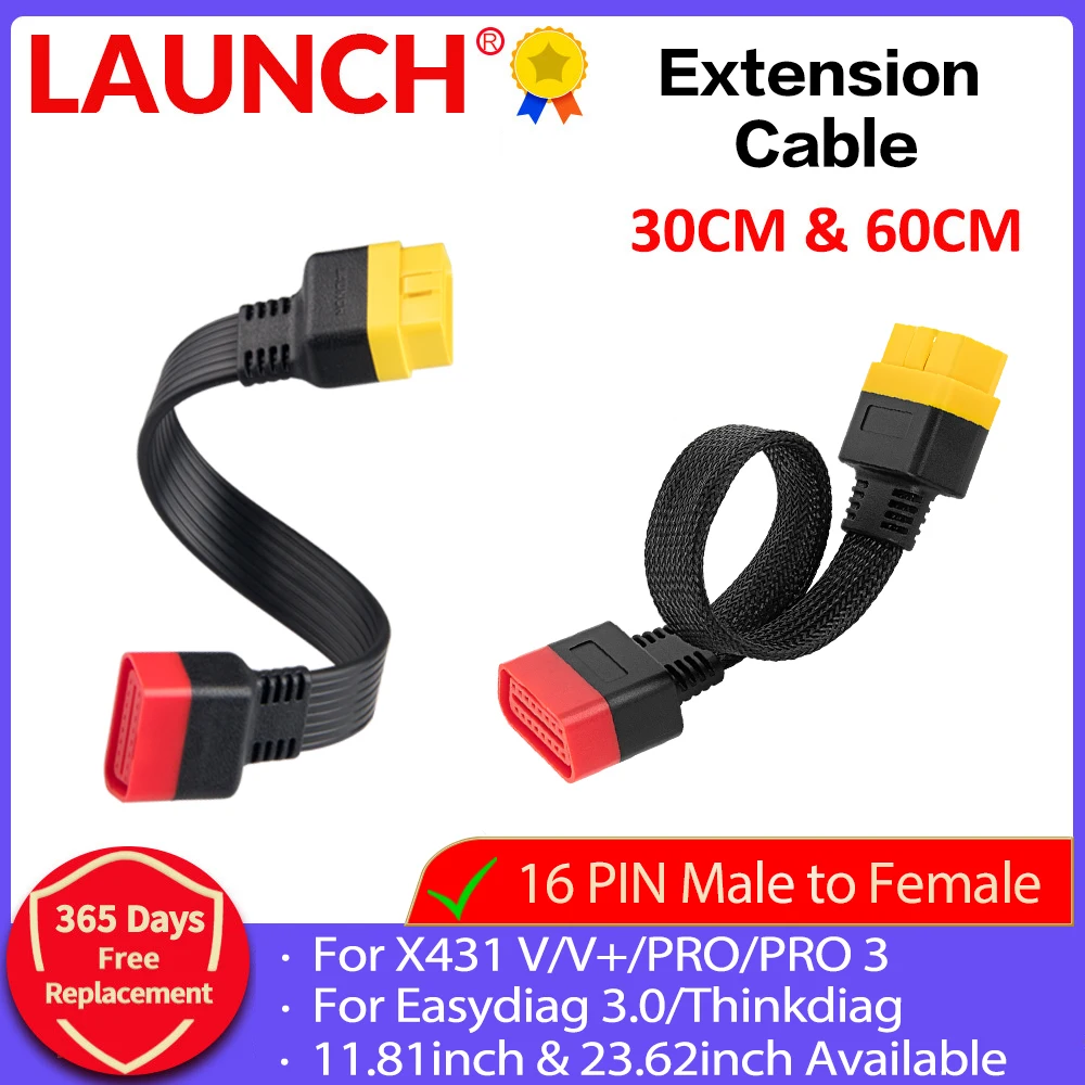 LAUNCH OBD2 Extension Cable 16 Pin Male To Female For Thinkdiag Easydiag LinX431 V/V+/PRO/PRO 3 OBDII Cord Extended Connector