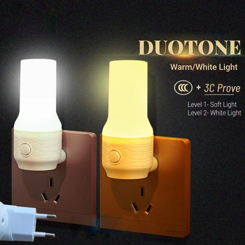 

LED Night Light EU US Plugs Dual Dimming Touch Sense Bedside Night Lamps Lights Warm White Light For Bedroom Baby Sleep Decor