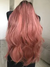 Pink Cosplay Wigs Dark-Root Wavy Colorful-Fiber Black White High-Temperature Synthetic-Long