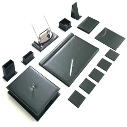 GREEN Color Business Office Desk Leather Mat Set Organizer Accessories (Office Supplies, Office Desktop Set,)