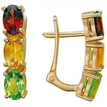 

Esthete earrings with grenades, pears and citrines in red gold