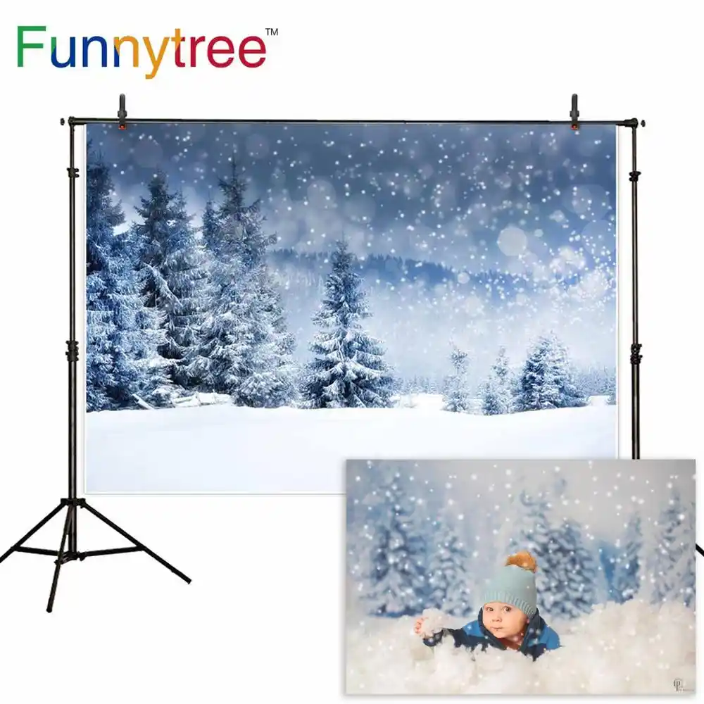 Funnytree Fondo Navideno Para Fotografias Estudio De Fondo Estudio Fotografico De Invierno Bosque Nevado Pino Bokeh De Vista Natural Cabina De Foto Sesion Fotografica Aliexpress