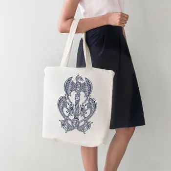 

Angemiel Bag Snake and Axe Motifs Big Shopping Beach Tote Bag