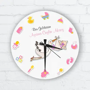 

Personalized Is Girl Baby Glass Wall Clock (27 cm.)