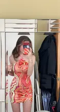 HEYounGIRL onda impresión Sexy vestido Halter con espalda descubierta las mujeres sin mangas de verano Vestido corto vestido elegante Y2K 90s moda Streetwear