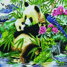 Алмазная мозаика GF 3873 Панды в райском саду 40*50