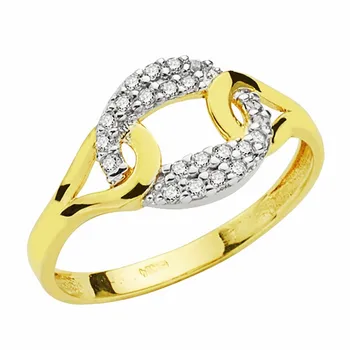 

18k solid gold ring bicolor zircons [AA2215]