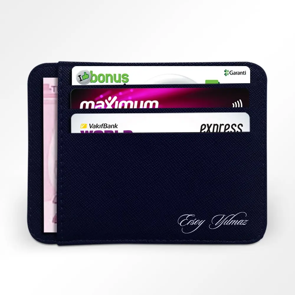

Personalized Navy Blue Credit Card Wallet & Purse