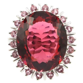 

24x20mm 2020 Hot Sell Created 18x15mm Pink Tourmaline Jewelry Making Gift For Sister Silver Rings
