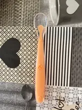 Gran oferta cuchara de silicona suave cuchara de detección de temperatura de Color caramelo herramientas de alimentación de alimentos para niños