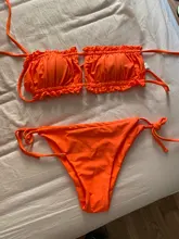 Bikini Bandeau plisado para mujer, bañador Sexy, conjunto de Mini Bikini con Tanga, ropa de playa, traje de baño 2021