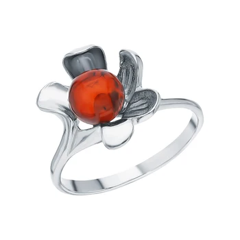 

Silver ring with amber sunlight