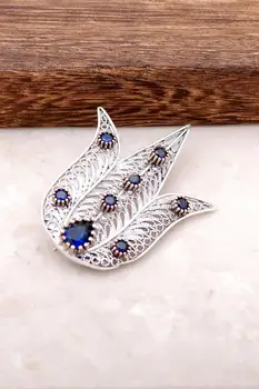 

Tulip Design Filigree Embroidered Silver Brooch 322Hand Made Jewellery