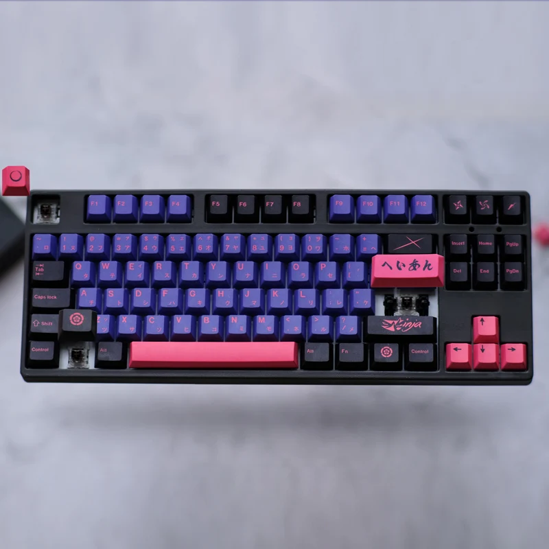 Chaves Ninja Keycaps Cereja Perfil Pbt 5-sided Tintura Sublimação Teclado Mecânico Keycap para mx Switch 61 64 68 87 980104 129 - Imagem 3