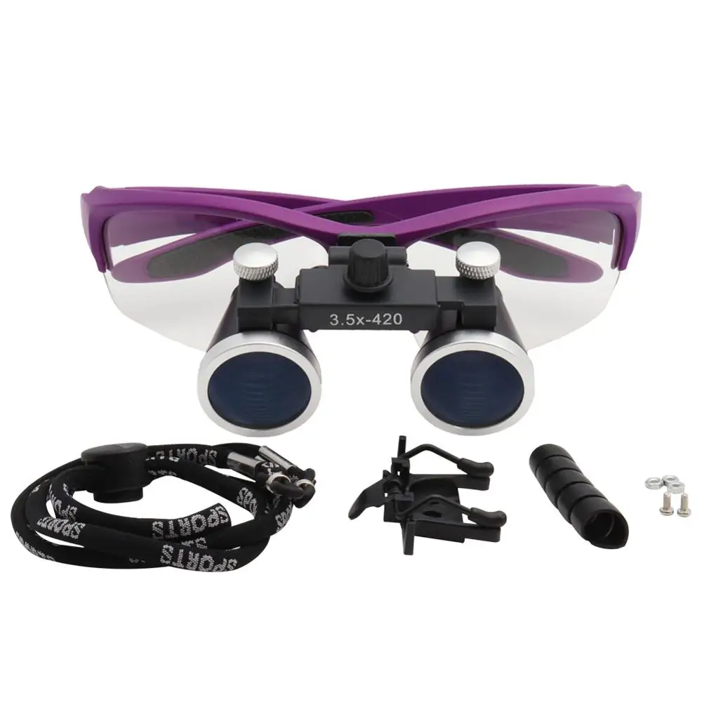 Magnifier Dental Loupes Lab Medical Magnification Binocular 2.5/3.5x420  Headlight Headlamp 5W Cloth Case AliExpress