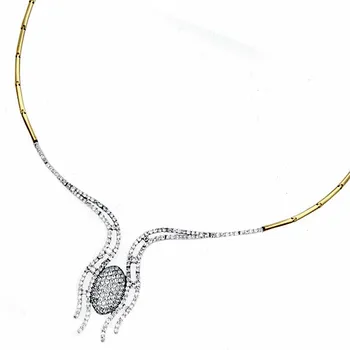 

Choker 18k gold two-color 45cm. Center zircons [AA1850]