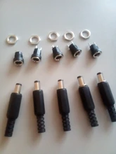 10 Uds 5 pares de alimentación DC pin conector 2,5x5,5mm hembra Jack + macho Jack hembra adaptador DC-022B * 5,5*2,5mm