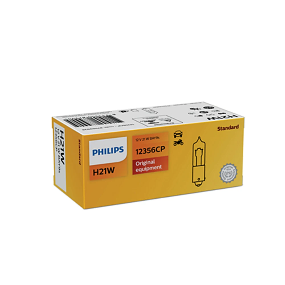 Philips 12356CP 12V 21W H21W BAY9s Vision Обратный свет Тормозные огни Предупреждающий свет Указатель поворота автомобиля