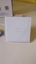 UBARO-Interruptor táctil con Panel de cristal blanco, pulsador estándar europeo de luz Ac230v, 1 Banda, Control único, lámpara de pared