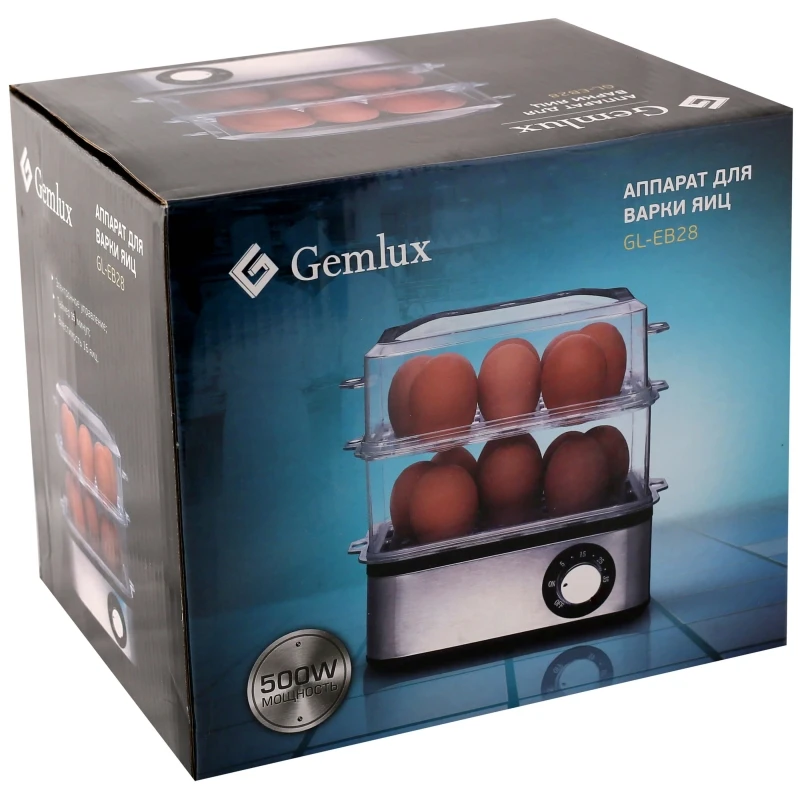 Яйцеварка электрическая GEMLUX GL-EB28(вместимость 16 яиц,2 яруса ...