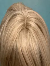 Element-peluca femenina de fibra resistente al calor, cabellera corto sintético recto con flequillo lateral ombré Rubio Dorado Bob, color blanco/negro