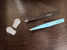 Pinzas de acero inoxidable para depilación de cejas, Punta Negra inclinada rosa, herramienta de maquillaje de belleza plateada inofensivo