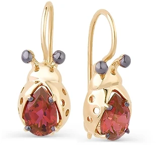 

Magic Stones earrings with 2 garnets in red gold