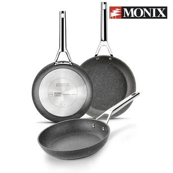 

Monix Granite - Set of 3 pans 20-24-28 cm, non-stick aluminum type stone without PFOA, for gas, vitroceramic and induction.