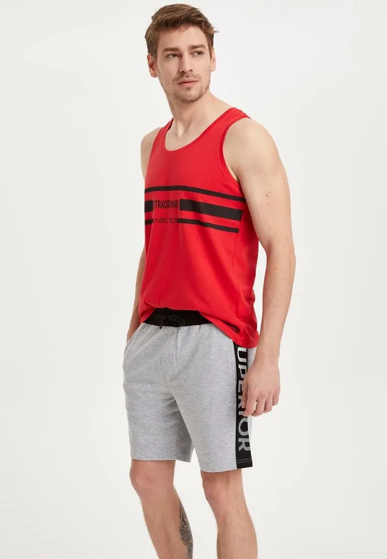 

DeFacto Man Summer Elastic Short Bottoms Men Casual Loose Light Grey Bottom Short Male Letter Print Shorts-K7176AZ19HS