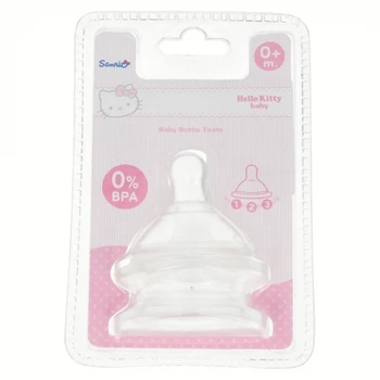 

2 PCS SET SILICONE TEATS 3 POSITIONS IN CLAMSHELL HELLO KITTY BABY
