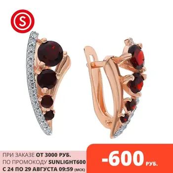 

Silver earrings with cubic zirconia and Garnet sunlight sample 925 test