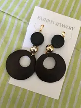 Pendientes con Clip de madera Natural para mujer, aretes sin agujero, pendiente geométrico, moda coreana, regalo de joyería