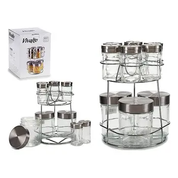 

Glass Jar Metal (17 x 24,5 x 17 cm) (9 Pieces) With support