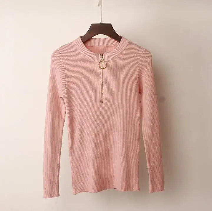 Offre spéciale automne hiver pull femmes chandail модная одежда по индивидуальному заказу, élasticité doux тянуть режим молнии femme тонкий chandail Топ