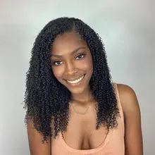 Peluca rizada mongol 3B 3C para mujeres negras cabello humano Afro rizado, pieza en U, corte de Bob corto, Belleza