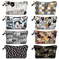 Design Cute Kawaii Cartoon Anime Cat Print Makeup Bag Women Fashion Cosmetic Bag Heat Transfer Women's Bag Portable Organizer 1