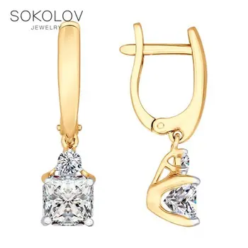 

SOKOLOV Silver drop earrings with stones with Swarovski Crystals fashion jewelry silver 925 women's male, long earrings