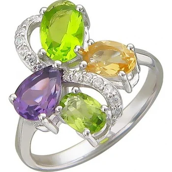 

Esthete ring with a scattering of colored stones made of silver